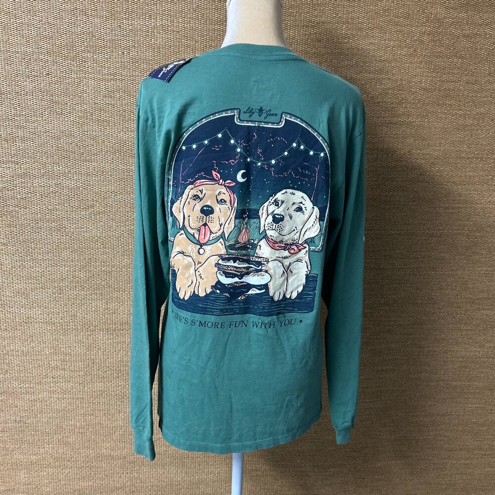 Lily Grace T-Shirt Women's Small Green 'Life's S'more Fun With You'